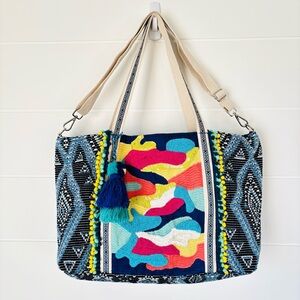 America & Beyond Daphne Embellished Multi Colored Hand Beaded Tote